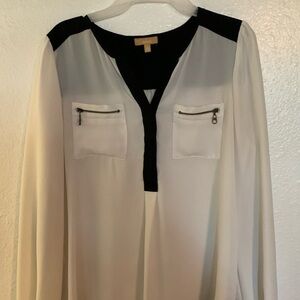 Cream and Black sheer blouse